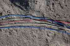 080801 Santa Barbara CA Harbor kiteboard string on sand
